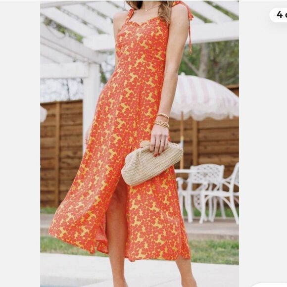 Dress Forum Orange Floral Maxi Dress - Picture 1 of 8